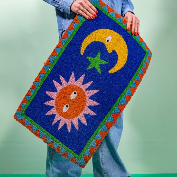 Deurmat zon-maan blauw - Afbeelding 3